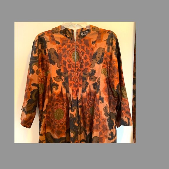 Jim Thompson Classic- Vintage 1970s Thai Silk Kaftan style formal gown Size L - Picture 10 of 14